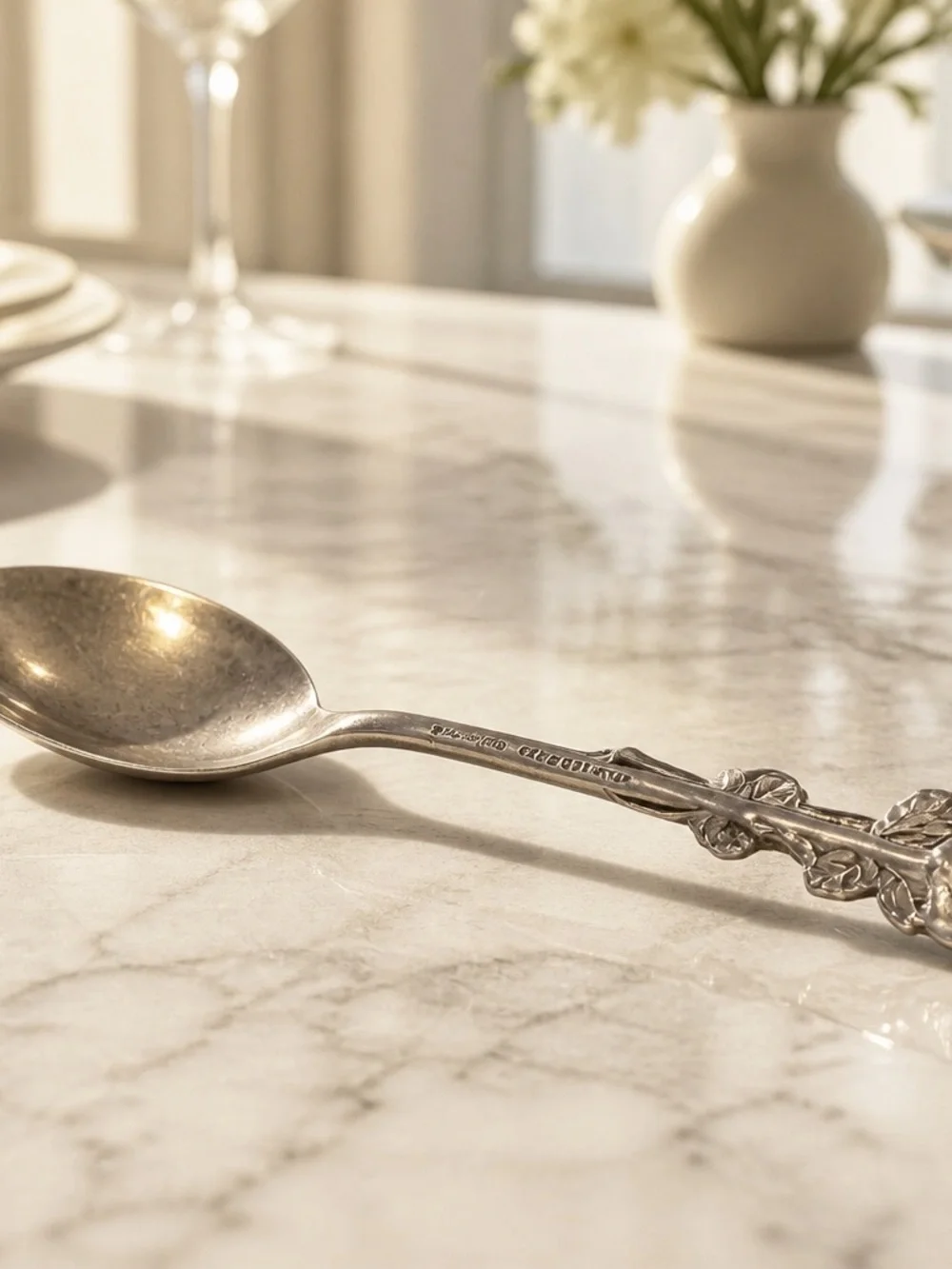 Vintage Floral Sterling Silver-Dessert Spoon Set - Home Dining